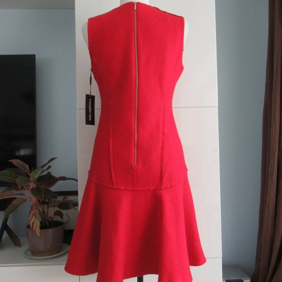 KARL LAGERFELD PARIS Women's Red Jumper Sleeveless Woold Blend Dress Sz 8 *Flaw - Picture 3 of 16